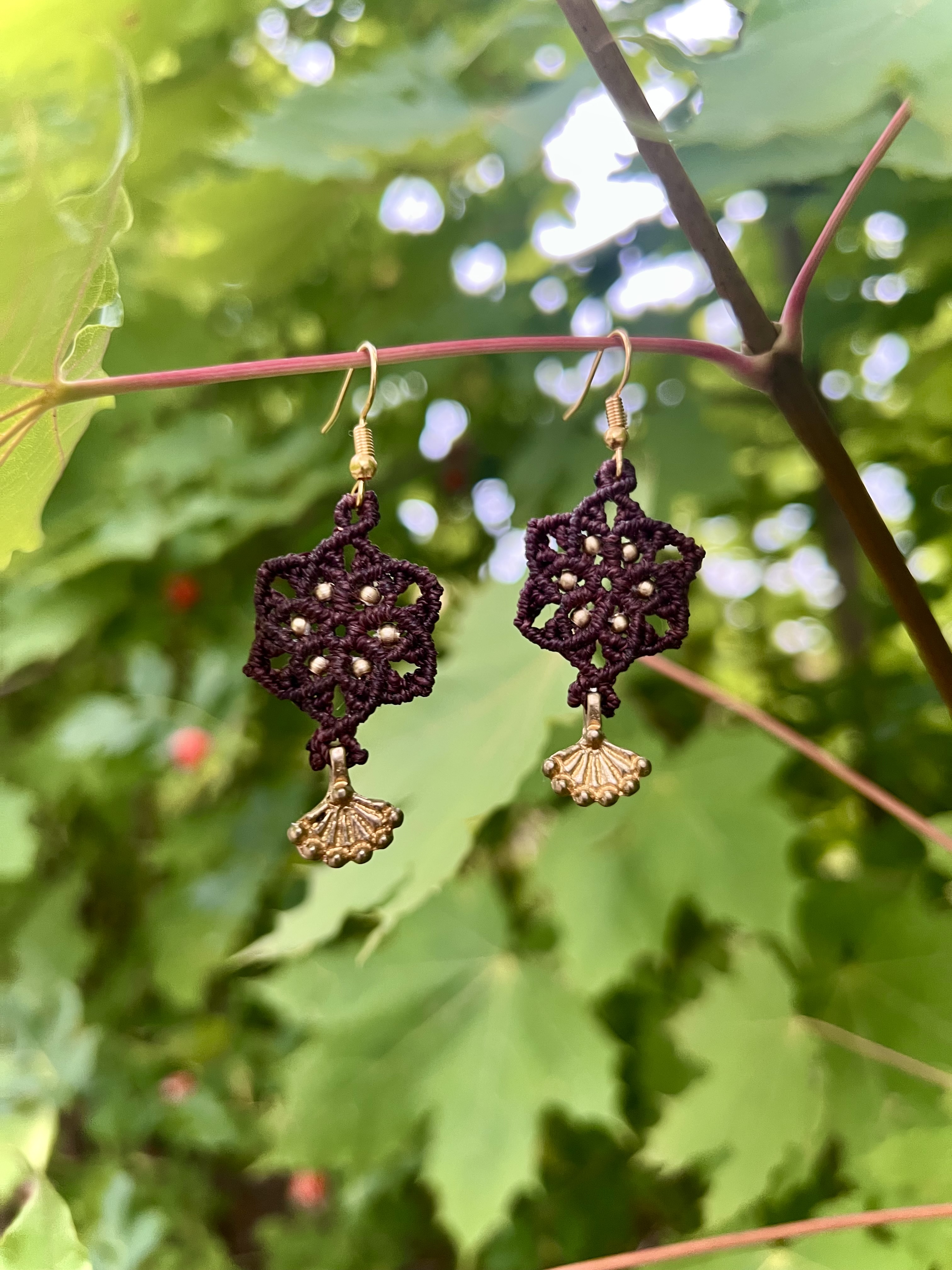 Macramé náušnice Mandala