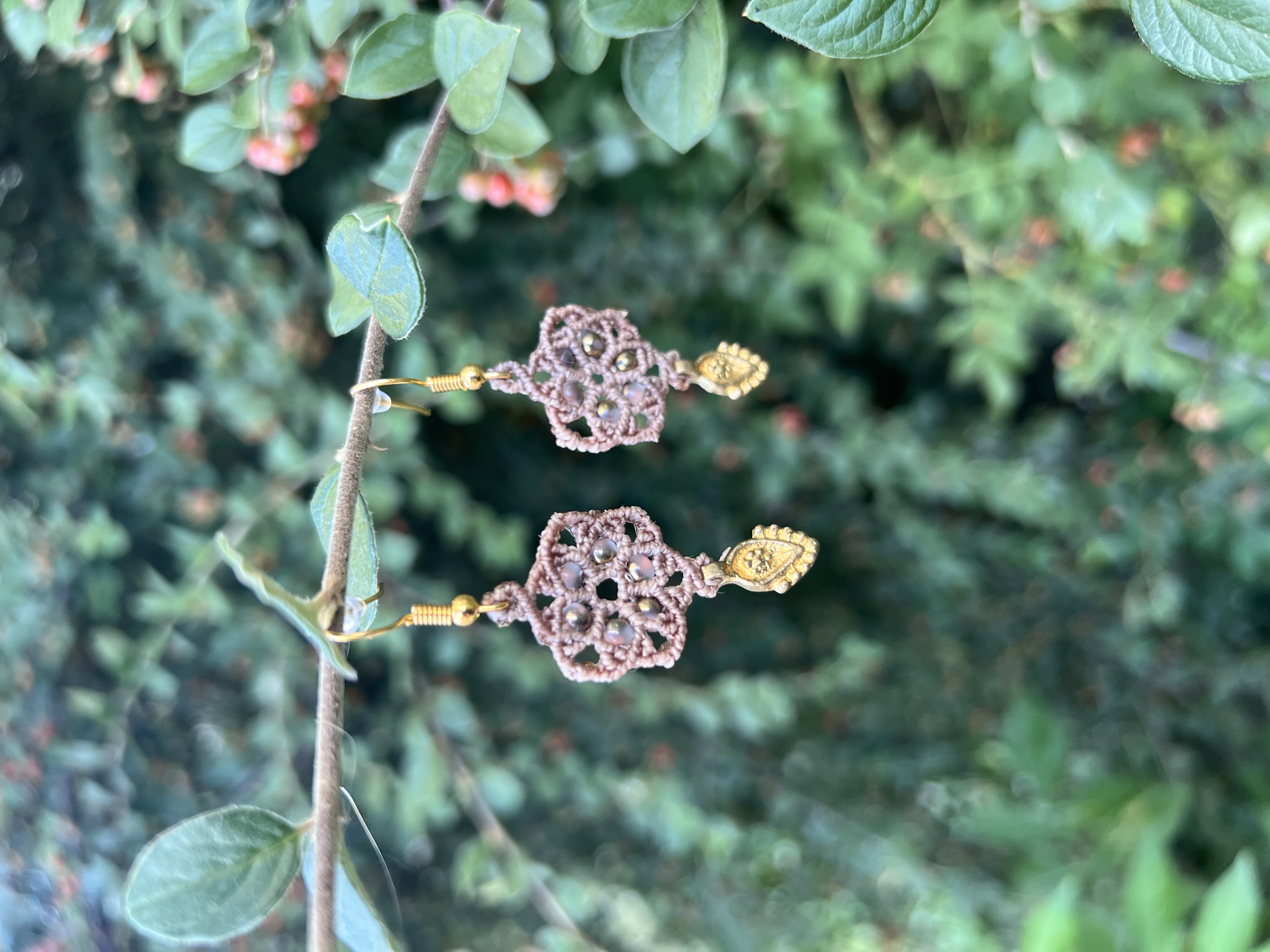 Macramé náušnice Mandala