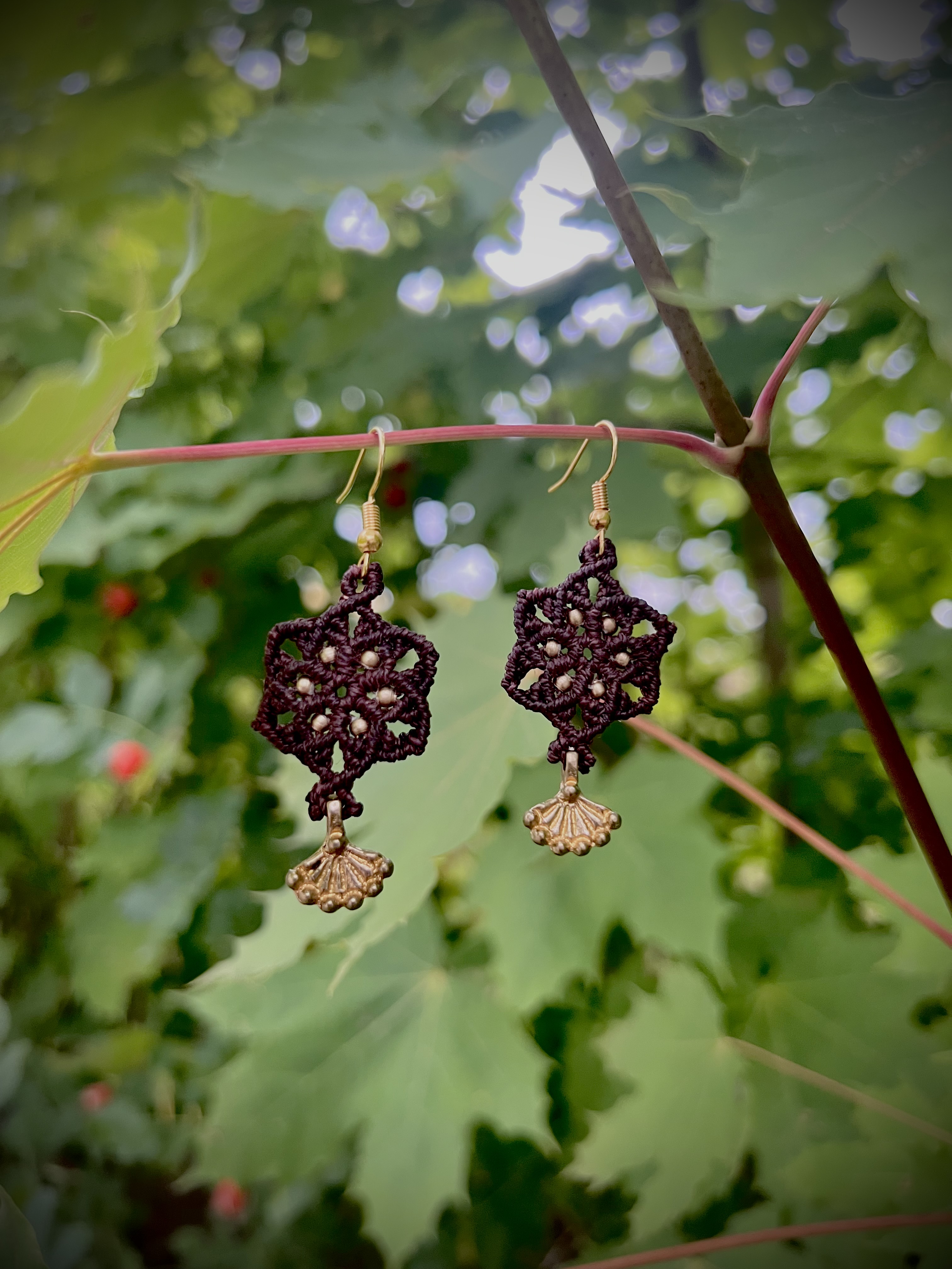 Macramé náušnice Mandala