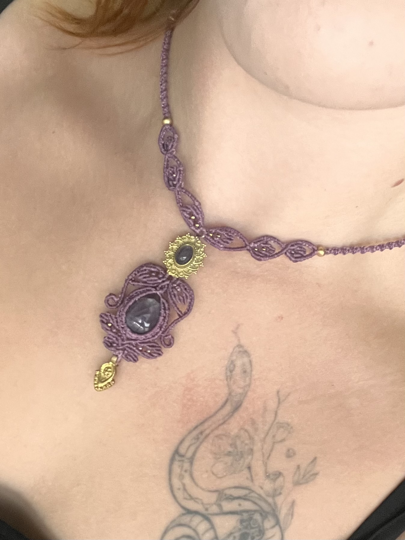 Ametystový macramé náhrdelník “Seraphina”